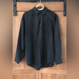 Vintage Mens Policy Button Down Dress Shirt with Paisley and Pleats Size M